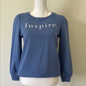 Talbots Blue Fitted 3/4 Sleeve Sweatshirt
